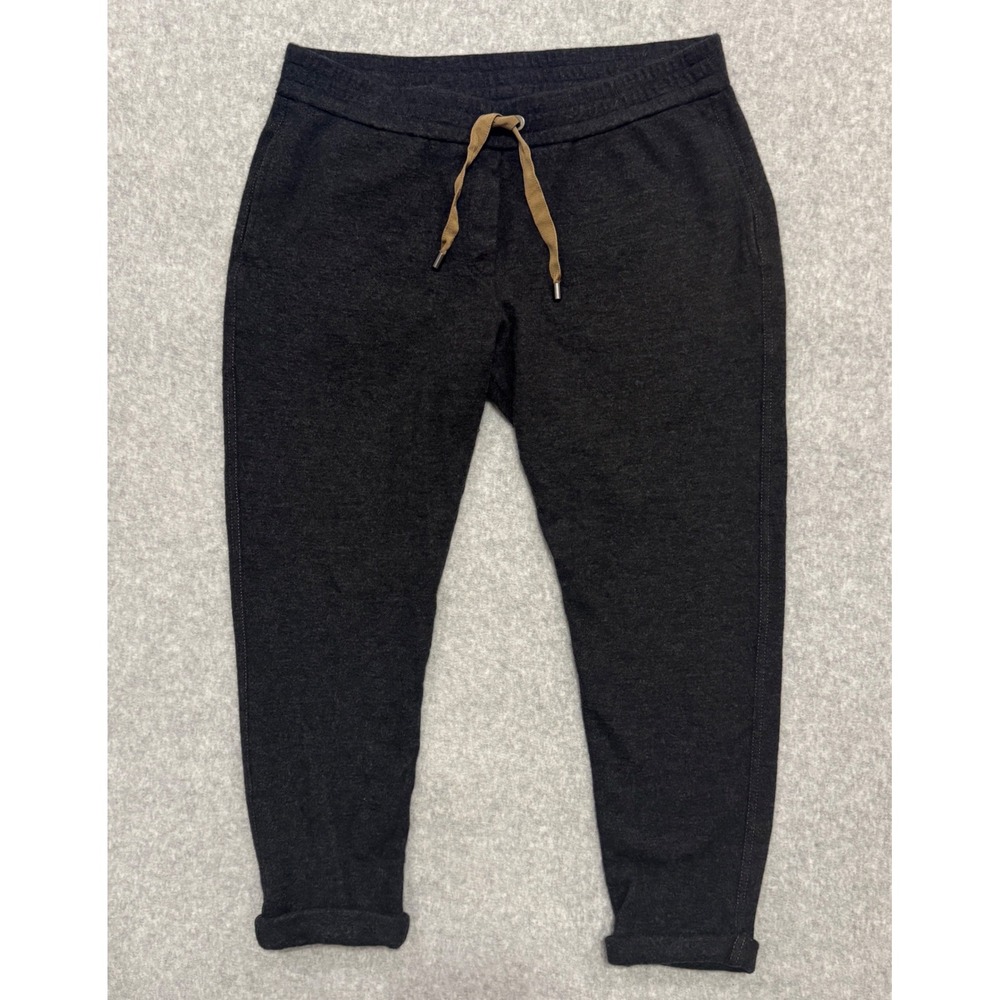 Brunello Cucinelli 100% Cashmere Cropped Lounge Pants Silk Trim Charcoal Gray XL